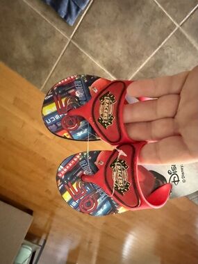 Disney Lightning McQueen Red Kids Sandals with Racing Graphics